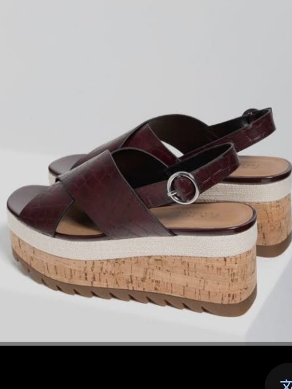 Zara Burgundy Crisscross Platform Slingback Sandals 9/Euro40